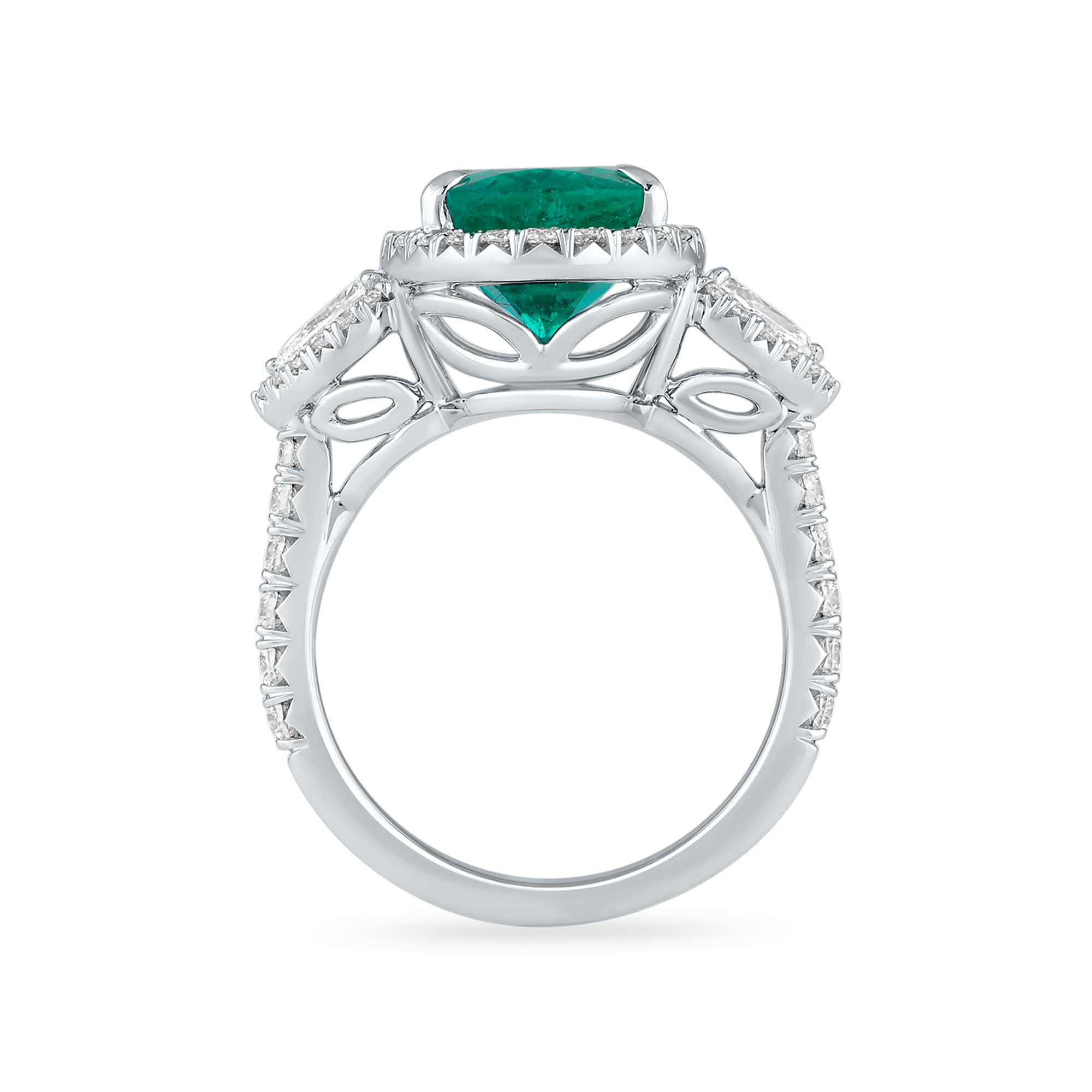 Birks Pure Desire Emerald Oval Cut Ring with Diamonds in White Gold Maison Birks